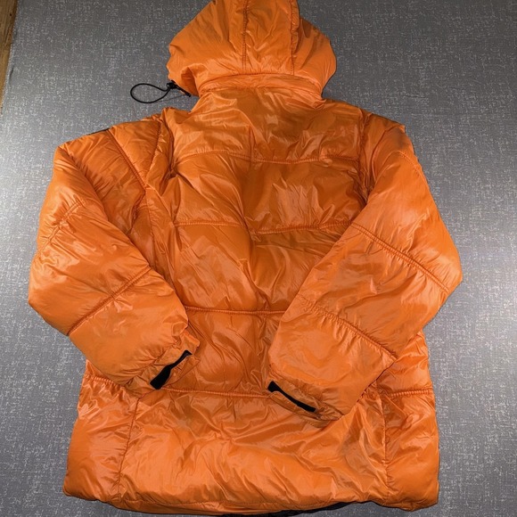 Reebok Jacket Mens Large Orange Hooded Puffer Insulated Full Zip Logo Warm - Picture 12 of 12